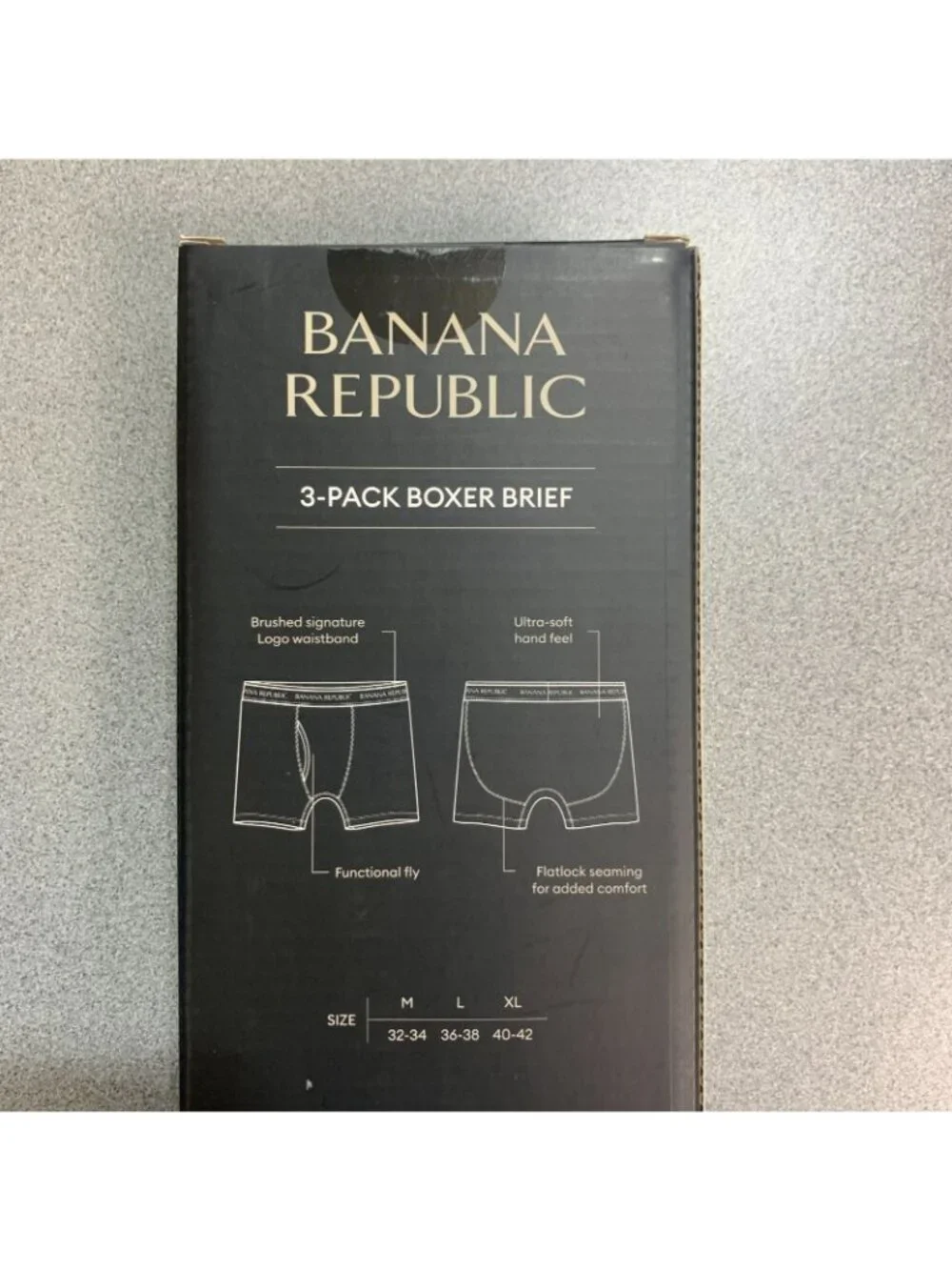 NWT Banana Republic Men's L 3-Pack Boxer Briefs Black Ultra-Soft Comfort